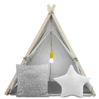 Nukido 740521 Dětský stan teepee s LED lampičkou - šedý