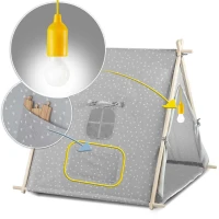Nukido 740521 Dětský stan teepee s LED lampičkou - šedý