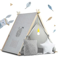 Nukido 740521 Dětský stan teepee s LED lampičkou - šedý