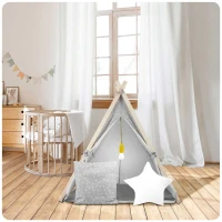 Nukido 740521 Dětský stan teepee s LED lampičkou - šedý