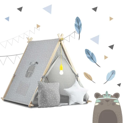 Nukido 740521 Dětský stan teepee s LED lampičkou - šedý