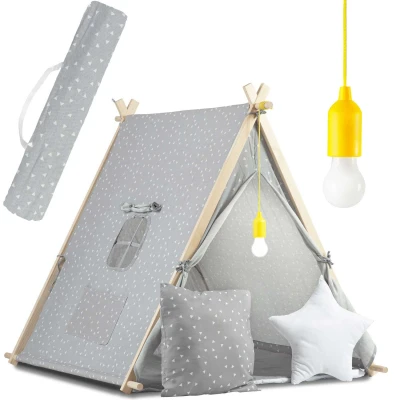 Nukido 740521 Dětský stan teepee s LED lampičkou - šedý
