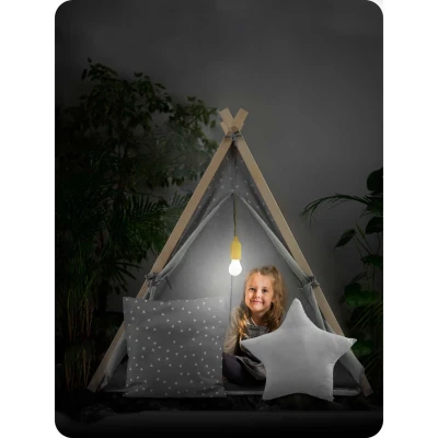 Nukido 740521 Dětský stan teepee s LED lampičkou - šedý