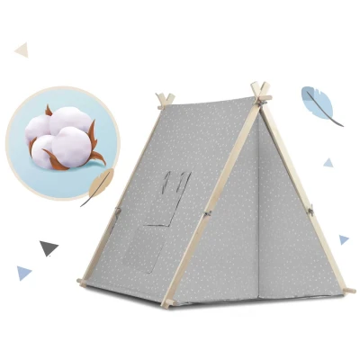 Nukido 740521 Dětský stan teepee s LED lampičkou - šedý