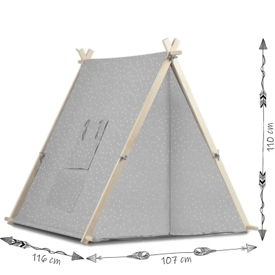 Nukido 740521 Dětský stan teepee s LED lampičkou - šedý