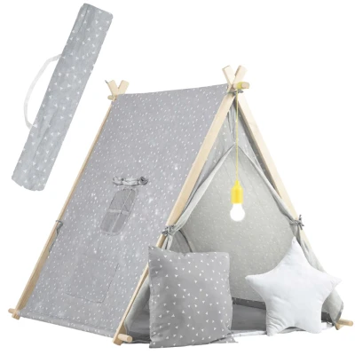 Nukido 740521 Dětský stan teepee s LED lampičkou - šedý