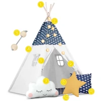 Nukido 740424 Detský teepee s osvetlením - tmavomodrý