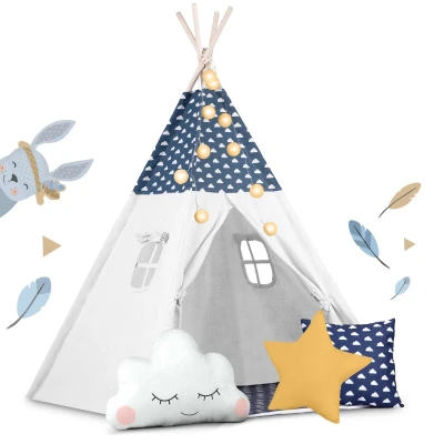 Nukido 740424 Detský teepee s osvetlením - tmavomodrý