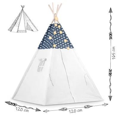 Nukido 740424 Detský teepee s osvetlením - tmavomodrý