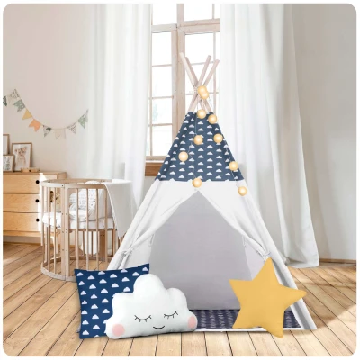 Nukido 740424 Detský teepee s osvetlením - tmavomodrý