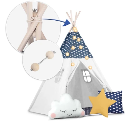 Nukido 740424 Detský teepee s osvetlením - tmavomodrý