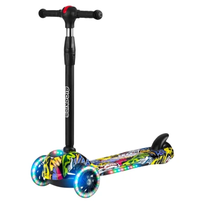Ricokids 765011 Tříkolová koloběžka Piko LED, černá s barevnými vzory