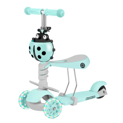 Ricokids 765301 Tříkolová koloběžka 3 v 1 LED, Buggy - mátová
