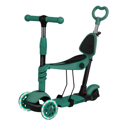 Ricokids 765403 Tříkolová balanční koloběžka 3 v 1, LED, Todi - zelená