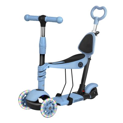 Ricokids 765401 Tříkolová balanční koloběžka 3 v 1, LED, Todi, modrošedá