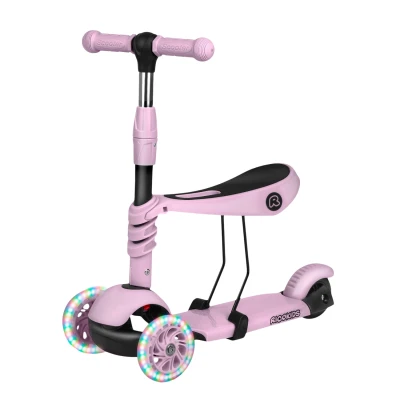 Ricokids 765501 Tříkolová balanční koloběžka 3 v 1 Cubi, LED - růžová