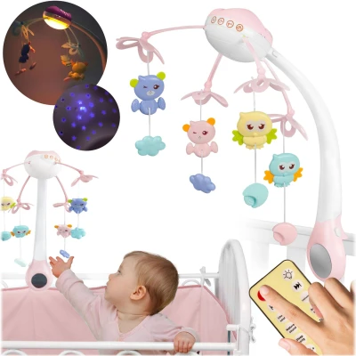 Ricokids RK-813 Mobil nad detskú postieľku s projektorom, ružový