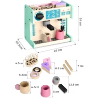 Ricokids 785100 Drevená kaviareň a cukráreň s kávovarom, mätová