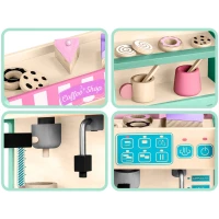 Ricokids 785100 Drevená kaviareň a cukráreň s kávovarom, mätová