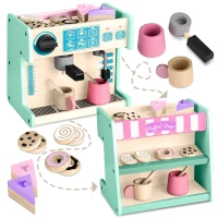 Ricokids 785100 Drevená kaviareň a cukráreň s kávovarom, mätová