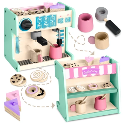 Ricokids 785100 Drevená kaviareň a cukráreň s kávovarom, mätová