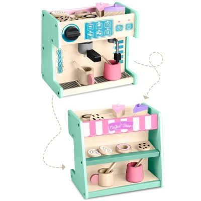 Ricokids 785100 Drevená kaviareň a cukráreň s kávovarom, mätová