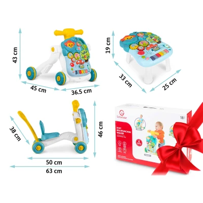 Ricokids 781500 4 v 1 vzdelávací chodítko, modré a biele