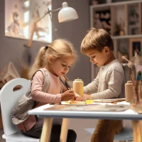 Ricokids RC-848 Detský stôl s dvoma stoličkami, biely