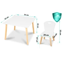 Ricokids RC-848 Detský stôl s dvoma stoličkami, biely
