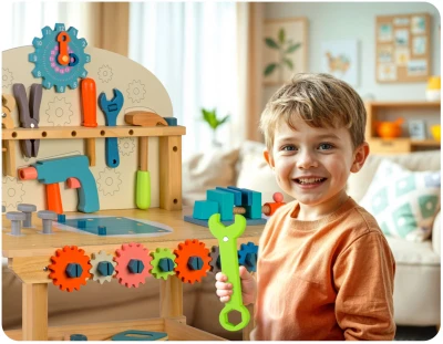 Ricokids RK-876 Drevený pracovný stôl s náradím