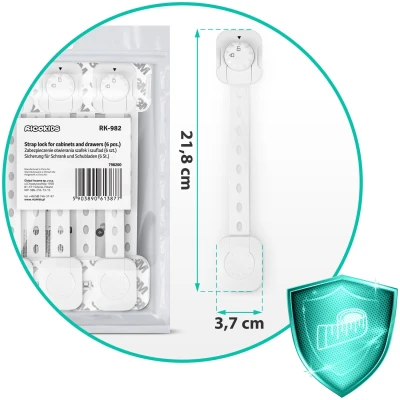 Ricokids 798200 Zabezpečení otevírání skříněk 6 ks, bílé