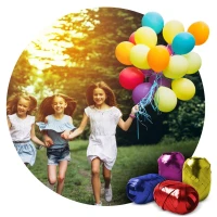 Ricokids 799000 Heliová láhev 0,20 m3 s balónky a stuhou, žlutá