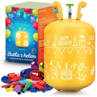 Ricokids 799000 Heliová láhev 0,20 m3 s balónky a stuhou, žlutá