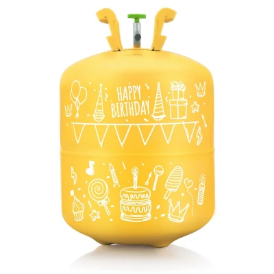 Ricokids 799000 Heliová láhev 0,20 m3 s balónky a stuhou, žlutá