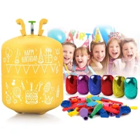 Ricokids 799100 Héliová fľaša 0,42 m³ s balónikmi a stuhou, žltá
