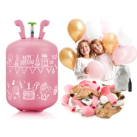 Ricokids 799001 Fľaša s héliom 0,20 m³ + 30 balónikov + 40 m stuha, ružová