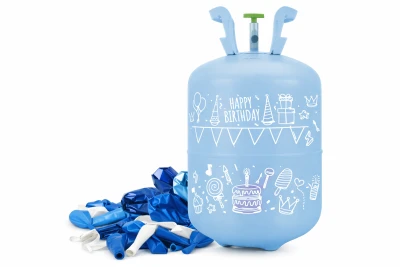 Ricokids 799002 Fľaša s héliom 0,20 m³ + 30 balónikov + 40 m stuha, modrá