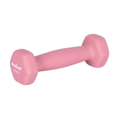 Rebel RBA-2330-0.5 Činky HEX litinové neoprenové 2×0,5 kg, růžové