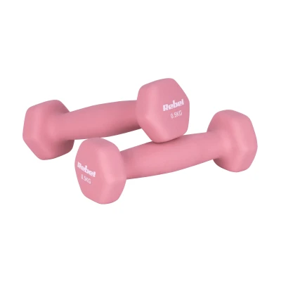 Rebel RBA-2330-0.5 Činky HEX litinové neoprenové 2×0,5 kg, růžové