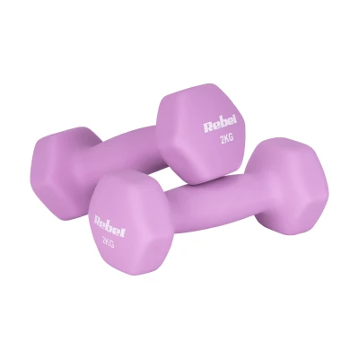 Rebel RBA-2330-2 Neoprénové liatinové HEX činky 2×2 kg, ružové