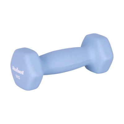Rebel RBA-2330-1 Činky HEX litinové neoprenové 2×1 kg, světle modré