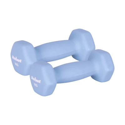 Rebel RBA-2330-1 Činky HEX litinové neoprenové 2×1 kg, světle modré
