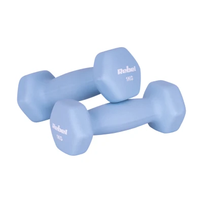Rebel RBA-2330-1 Činky HEX litinové neoprenové 2×1 kg, světle modré