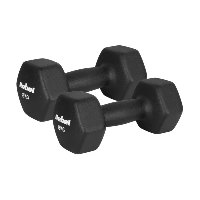 Rebel RBA-2330-8 Činky litinové neoprenové HEX 2×8 kg, černé