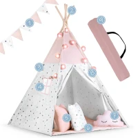 Nukido 740022 Detský teepee s girlandou a svetielkami - ružový
