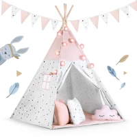 Nukido 740022 Detský teepee s girlandou a svetielkami - ružový