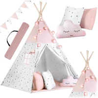 Nukido 740022 Detský teepee s girlandou a svetielkami - ružový
