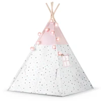 Nukido 740022 Detský teepee s girlandou a svetielkami - ružový