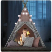 Nukido 740022 Detský teepee s girlandou a svetielkami - ružový