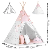 Nukido 740022 Detský teepee s girlandou a svetielkami - ružový
